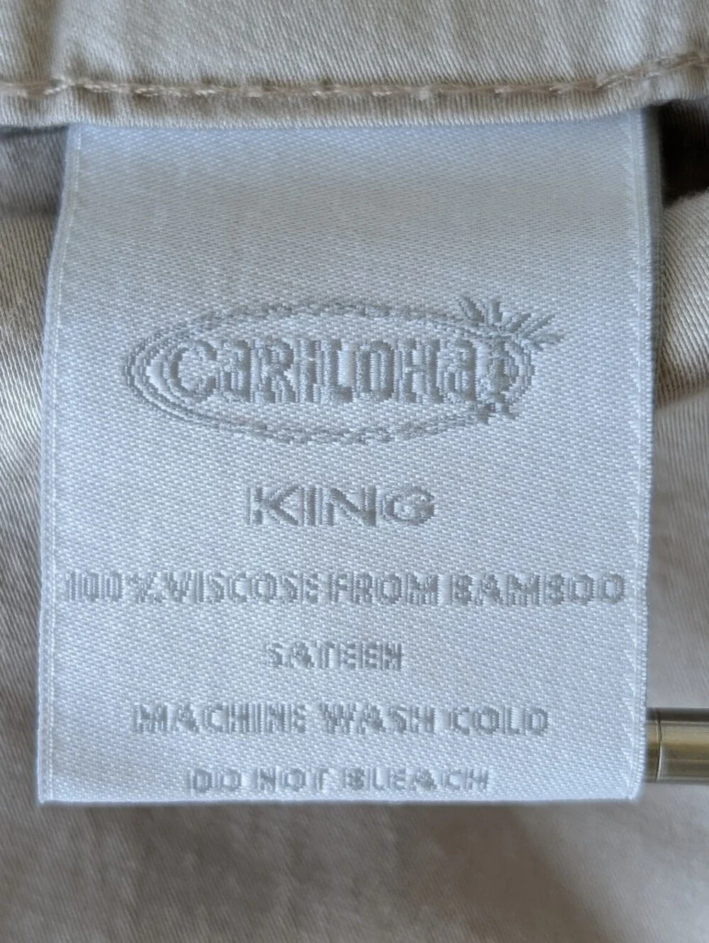Cariloha Beige Soft Neutral Viscose Bamboo Flat Sheet King Size Sateen